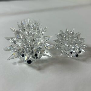 Swarovski Crystal HEDGEHOG / PORCUPINE Family Lot Of 2
